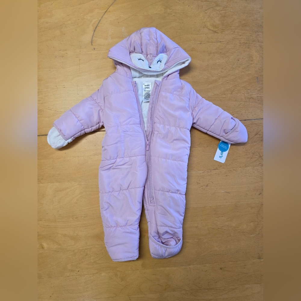 Carter's Pink Baby Snowsuit with Fox Hood